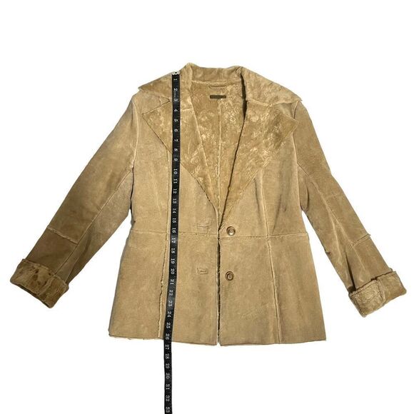 GUESS Leather Suede Jacket Size Small Fur Collar Single Breast - Picture 8 of 12